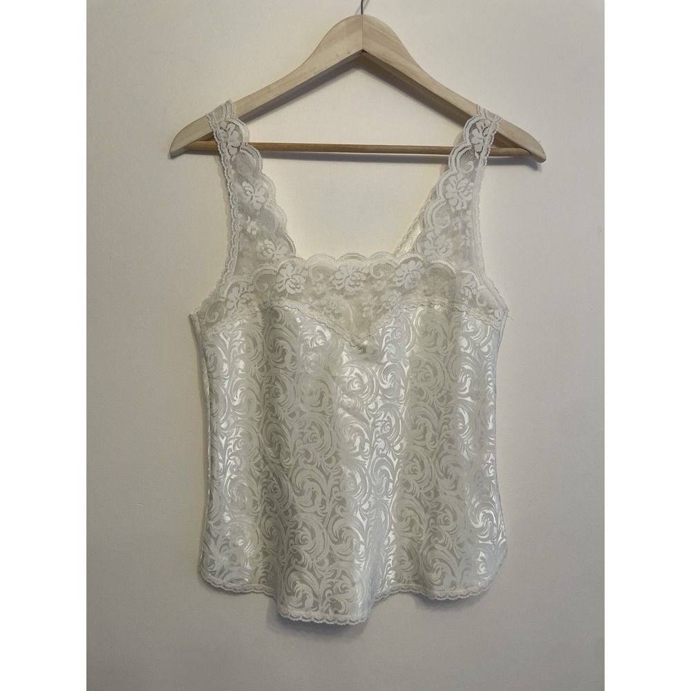 Vintage Maidenform Chantilly Camisole Women Size 34 White‎ Lace Satin Lingerie
